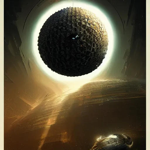 Image similar to imploding dyson sphere, by cedric peyravernay, highly detailed, excellent composition, cinematic concept art, dramatic lighting, trending on artstation