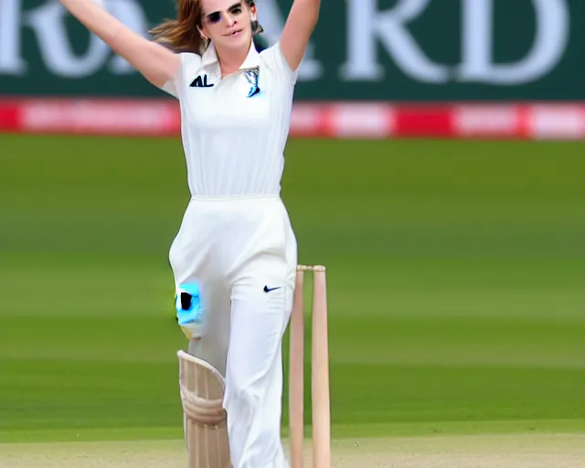 Prompt: emma watson opens the batting for england at lords, cricket