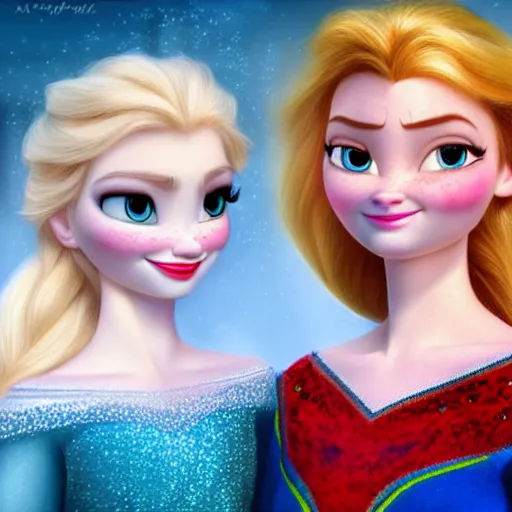 Prompt: elsa & anna in real life, portrait, highly detailed, trending on artstation, hyper realistic, sharp focus, 1 0 0 mm, photograph