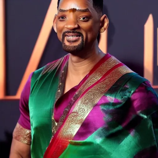 Image similar to will smith in a saree