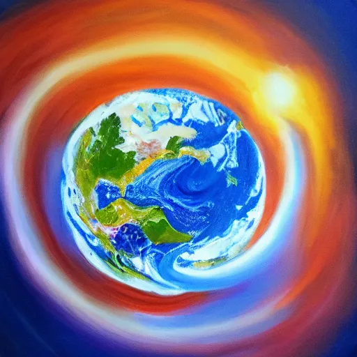 Prompt: god chef kiss after creating the earth, oil on canvas, 4 k, trending on artstation