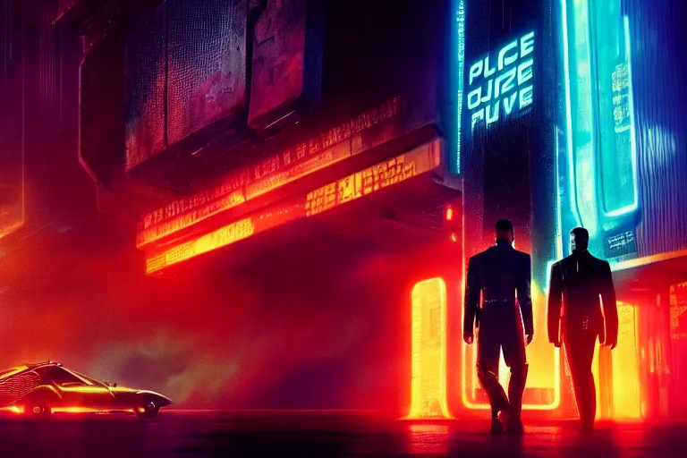 Prompt: film still of closeup diverse futuristic police friends in blade runner 2 0 4 9, cinematic, moody, gritty neon noir by emmanuel lubezki