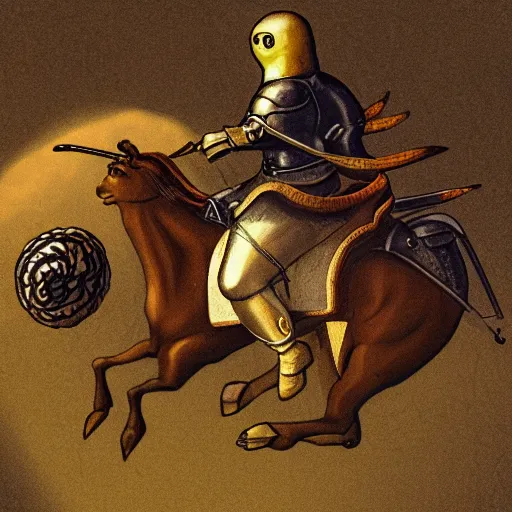 Image similar to illustration of a knight riding a snail