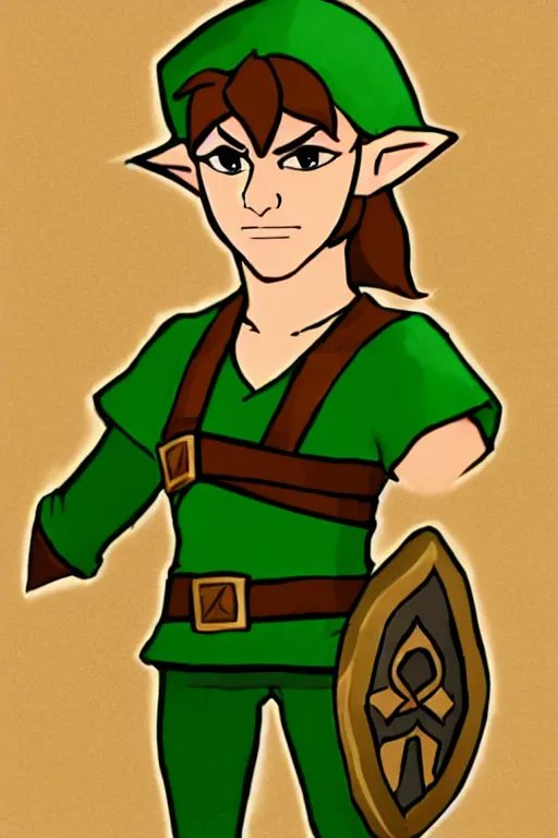 Image similar to an in game portrait of link from the legend of zelda cdi, zelda cdi art style.