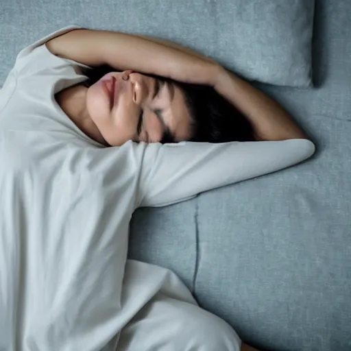 Image similar to a woman sleeping and dreams are above her head