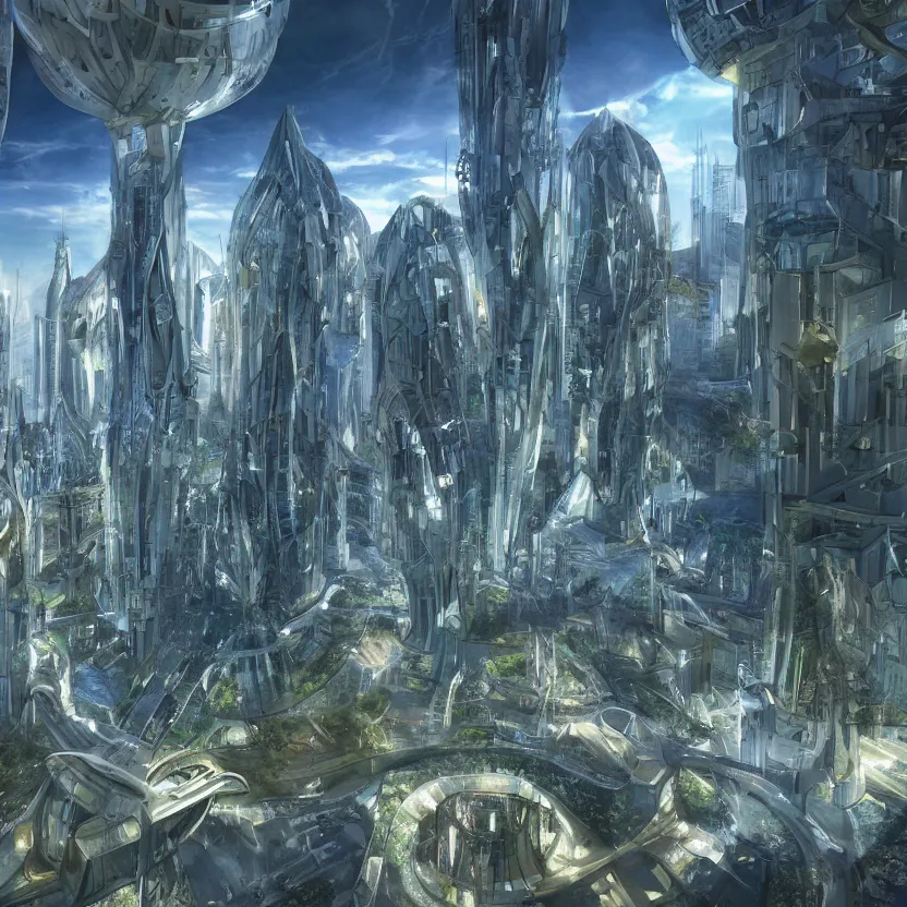 Prompt: highly detailed arcology city in a utopian future, digital art, cinematic shot, inside massive glass walls that surround the sky