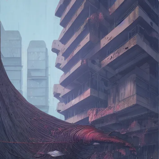 Prompt: dramatic color, overgrown brutalist architecture, in abandoned city, glass, dramatic, artstation, by wayne barlowe, trending on pixiv, by wlop, by atey ghailan, black background