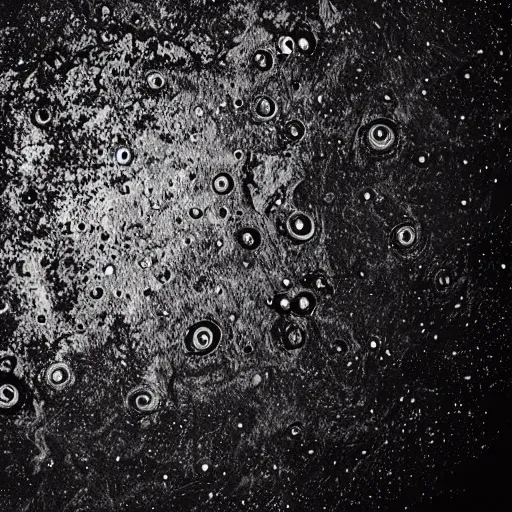 Image similar to space view of apocalyptic desert planet, covered in mysterious black gooey liquid slime