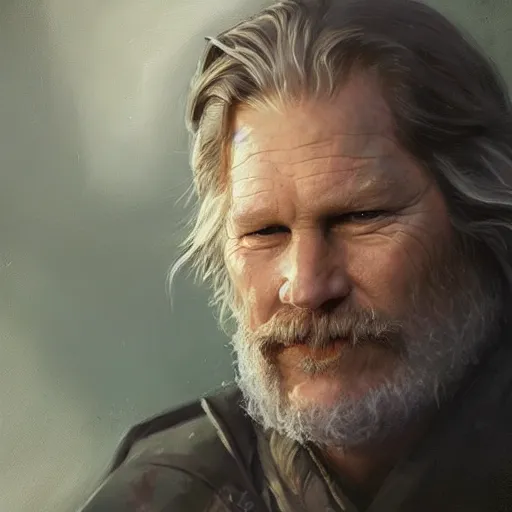 Image similar to portrait of a man by greg rutkowski, he looks like jeff bridges, wearing the military uniform of the corellian confederation, star wars expanded universe, he is about 5 0 years old, highly detailed portrait, digital painting, artstation, concept art, smooth, sharp foccus ilustration, artstation hq