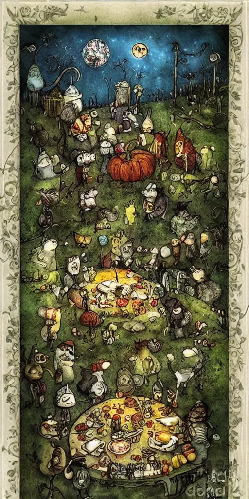 Prompt: a thanksgiving scene by alexander jansson