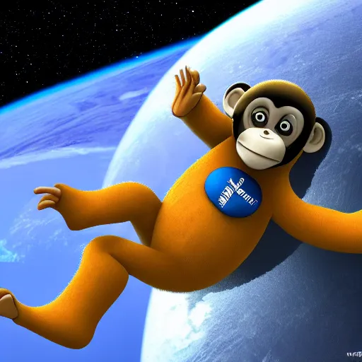 Prompt: a monkey wearing a space suite in space, 4k wallpaper