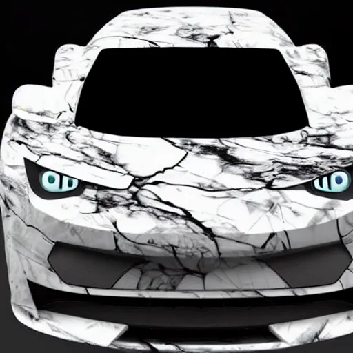 Prompt: vaporwave style car made from marble, concept