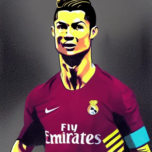 Prompt: cristiano ronaldo, by rossdraws, adrian wilkins