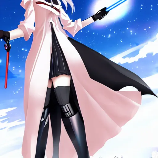 Image similar to Darth Vader as a cute anime girl