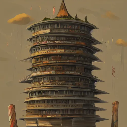 Prompt: Library Tower, Ilse Gort, Olya Bossak, artstation