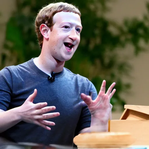 Prompt: Mark Zuckerberg talking to a live frog