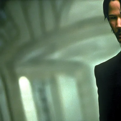 Image similar to movie still of keanu reeves as Neo in Matrix (1999)