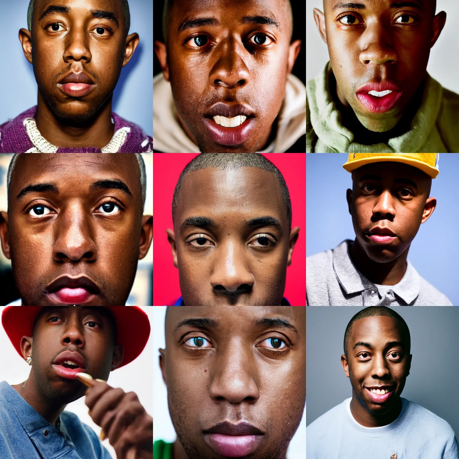 Prompt: tyler the creator, close - up, portrait photography, high definition