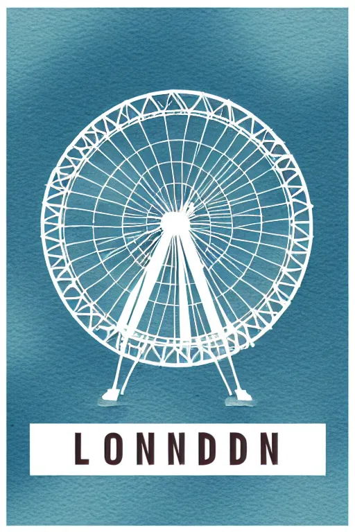 Image similar to minimalist watercolor art of london eye, illustration, vector art