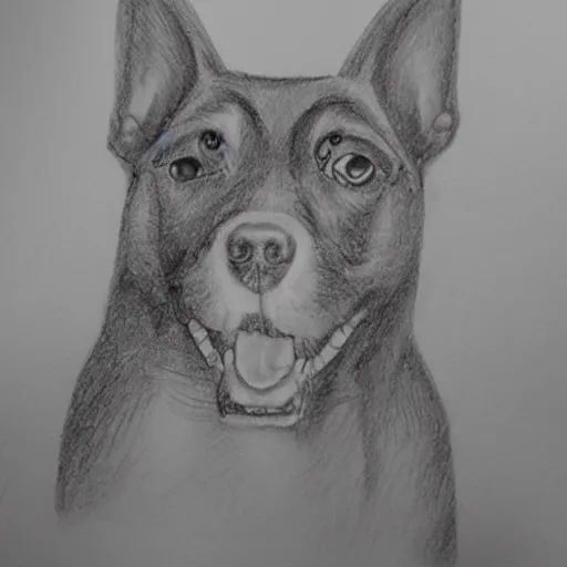 Image similar to a drawing of a surprised dog