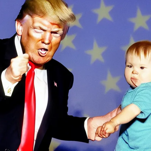 Prompt: Donald Trump slapping a baby