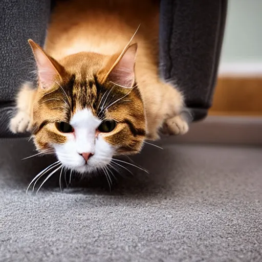 Prompt: cat sitting in the shoe, and you can see only his head, close angle, realistic