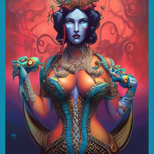 Image similar to underwater naga steampunk queen portrait, Pixar style, by Tristan Eaton Stanley Artgerm and Tom Bagshaw.