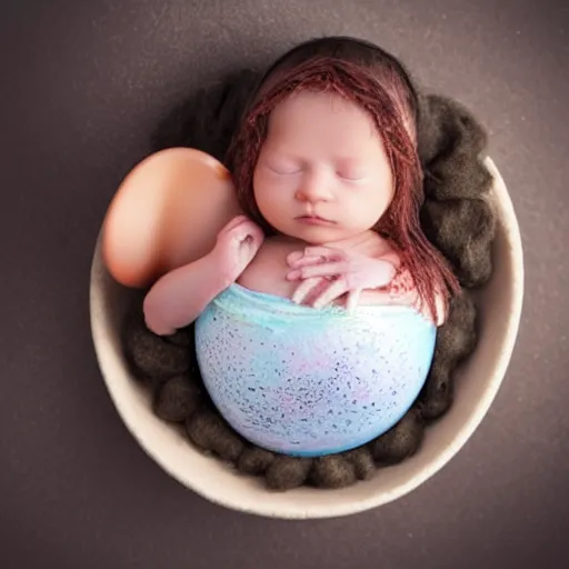 Image similar to baby mermaid hatching out of an egg, realistic photography, high detailed