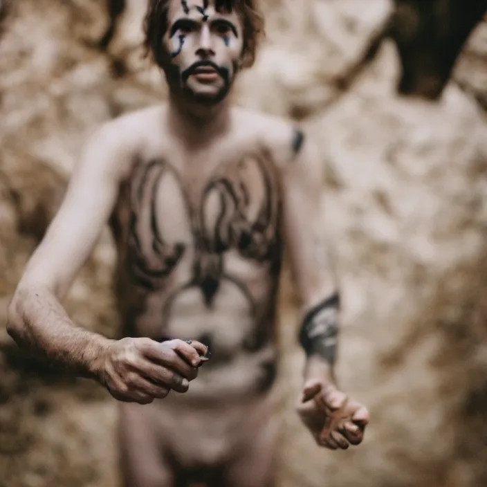 Prompt: um homem vestindo uma tunica em um ritual satanico, high definition, canon eos c 3 0 0, ƒ 1. 8, 3 5 mm, 8 k, medium - format print