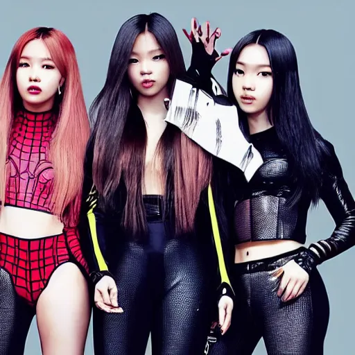 Image similar to blackpink as Spiderwoman