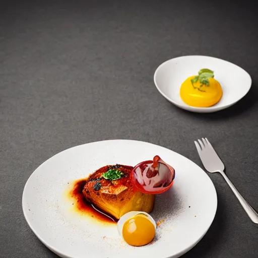 Image similar to extremely delicious looking meal,, unique way of serving, very expensive top quality product, michelin star, most perfect desert on the world, small manufacture, unique style, 8 k, product photography, professional studio photography