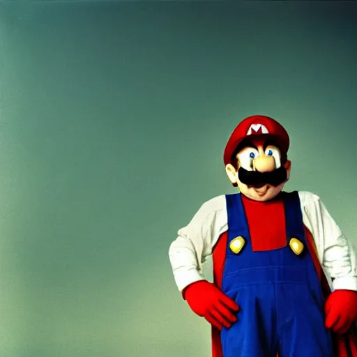 Prompt: Super Mario, 35mm, age, candid portrait photo by annie leibovitz