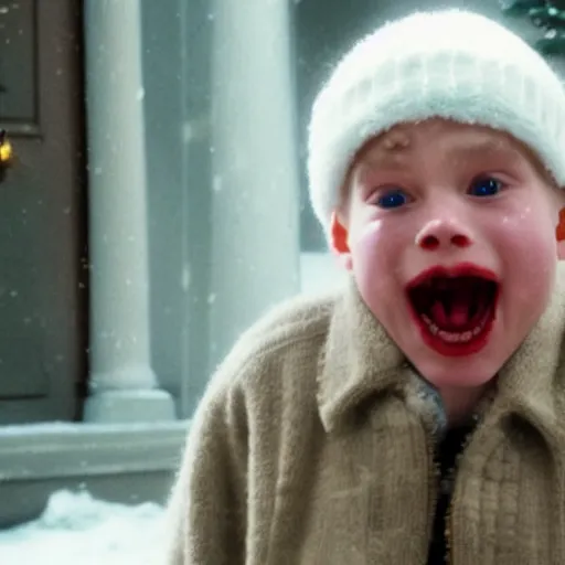 Image similar to Live Action Still of Jerma in Home Alone, real life, hyperrealistic, ultra realistic, realistic, highly detailed, epic, HD quality, 8k resolution, body and headshot, film still