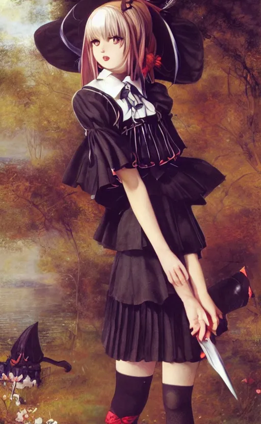 portrait anime as gothic lolita girl in