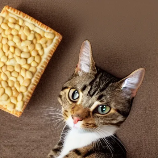 Prompt: a cat with a pop tart for a body