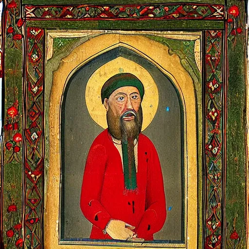 Image similar to 1 5 th century painting depicting haji bektash, located in hajibektash complex, trending on solidworks