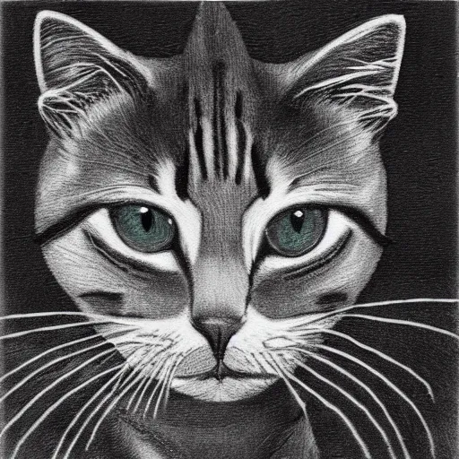 Image similar to one-line art of a cat