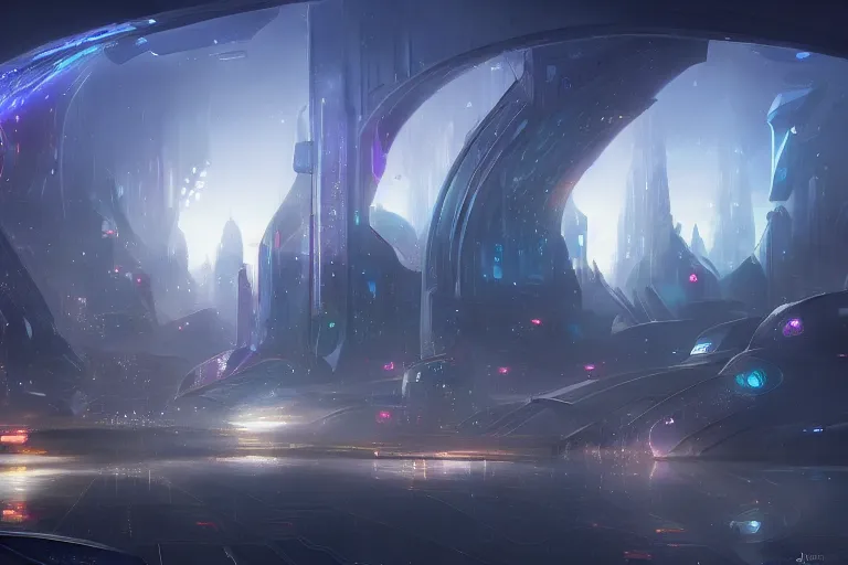 Prompt: a magical futuristic city by jessica rossier,