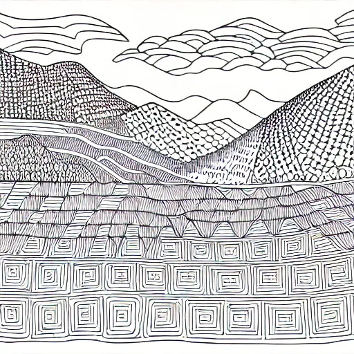 a very intricate line art of a landscape, extremely | Stable Diffusion ...
