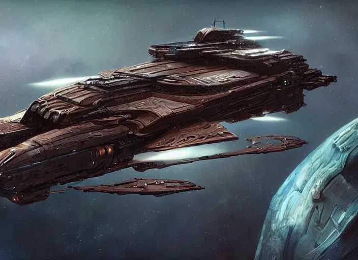 A Minmatar cruiser spaceship made of dark brown rusted | Stable ...