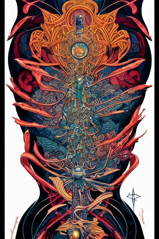 Image similar to tattoo design by kilian eng and james jean