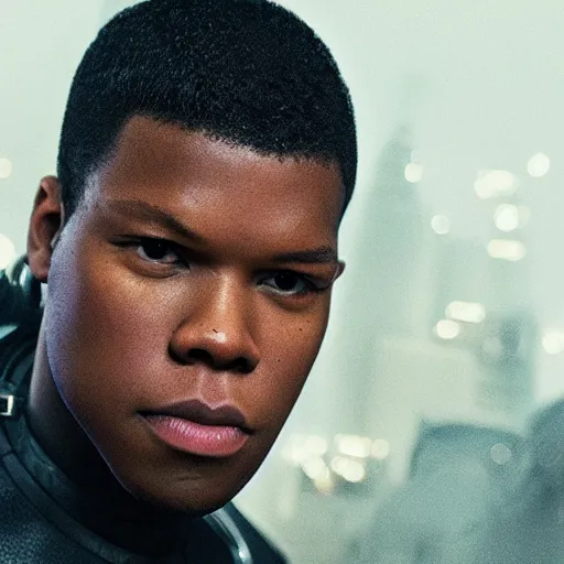 Prompt: a fancy close up of John Boyega As Blade by Greg Rutkowski, Sung Choi, Mitchell Mohrhauser, Maciej Kuciara, Johnson Ting, Maxim Verehin, Peter Konig, 8k photorealistic, cinematic lighting, HD, high details, dramatic, trending on artstation, full body shot