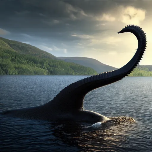 Image similar to loch ness monster, highly detailed, photorealistic portrait, bright studio setting, studio lighting, crisp quality and light reflections, unreal engine 5 quality render