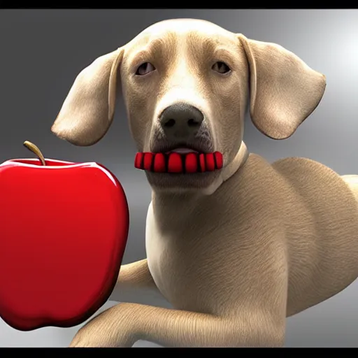 Prompt: Dog eat a apple, 3d