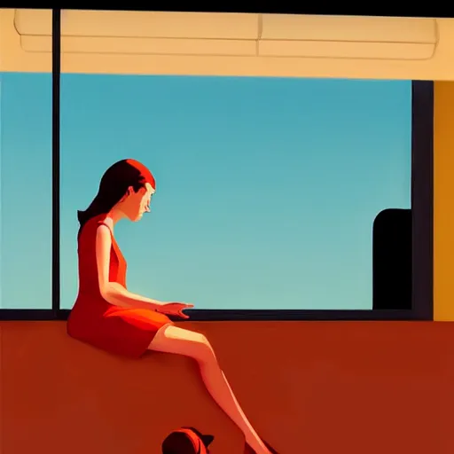 Prompt: summertime sadness!!! by atey ghailan ( ( ( and edward hopper ) ) )