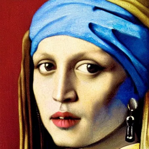 Image similar to Johnny Depp with a pearl earring by Johannes Vermeer
