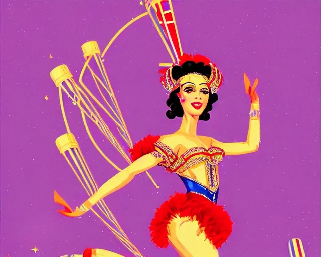 Image similar to young cher as a cancan dancer in art deco style, hyper realistic, artstation, illustration, bright, cheerful, detailed and intricate environment