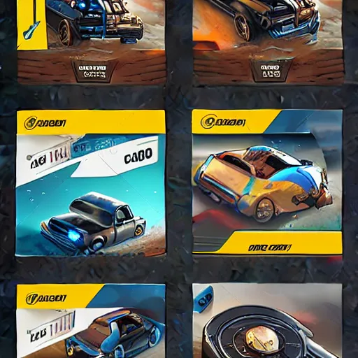 Image similar to car engine car parts concept art card, comic page, realistic fortnite, ui card