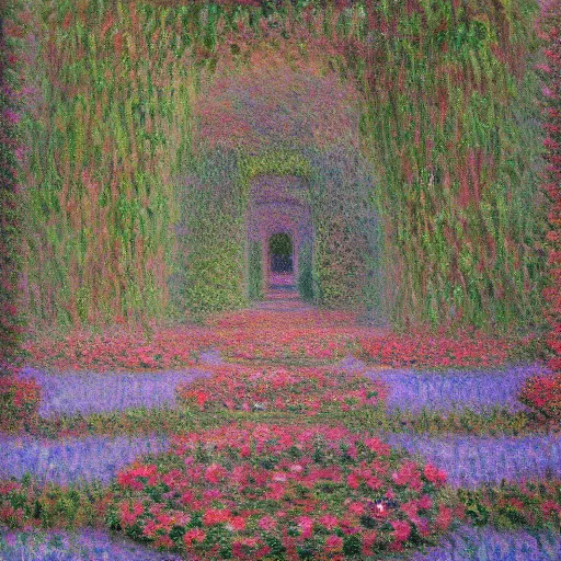 Prompt: A Hedge Maze by Claude Monet