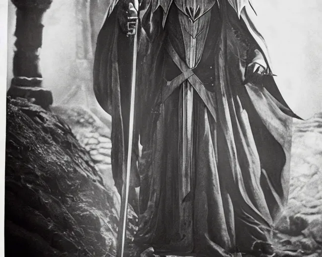 Image similar to vintage photograph of sauron from lord of the rings